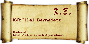 Kállai Bernadett névjegykártya